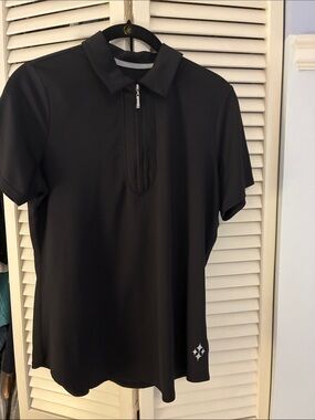 Jofit Black Short-Sleeve Zip Polo